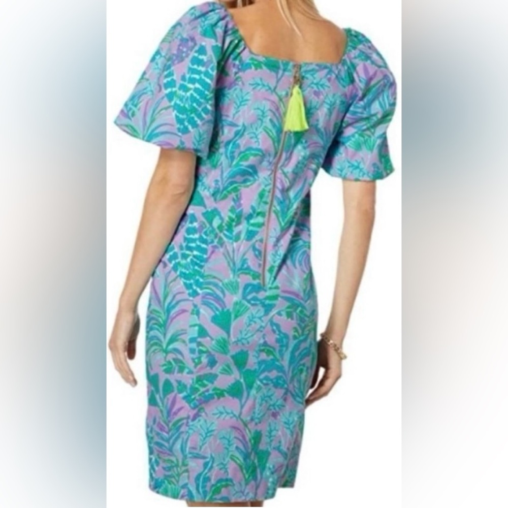 Lilly Pulitzer Floral Puff Sleeve Lettie Dress - Purple Iris on the chase NWT - Picture 3 of 7